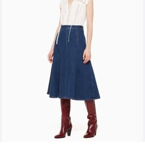 Kate Spade Size 8 Broome Street denim Medwash Midi ‎ Skirt